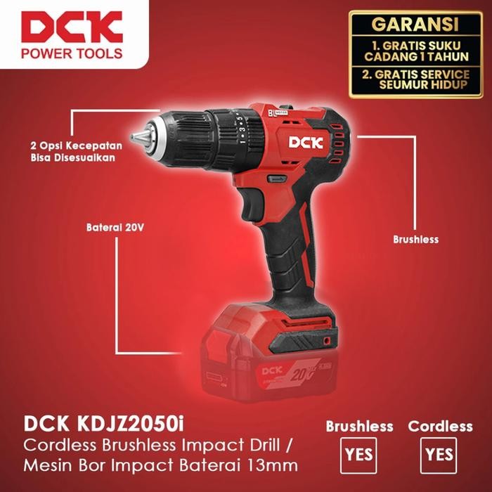 DCK KDJZ2050i Cordless Brushless Impact Drill / Mesin Bor Impact Baterai 13mm