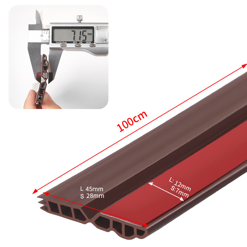 1 buah 100cm segel pintu TPE Strip bawah Kelim Kamar Kedap Suara