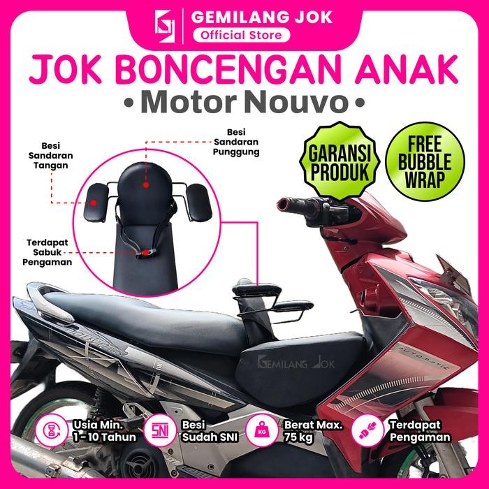 Kursi Jok Boncengan Anak Dudukan Portable Motor Matic YAMAHA Nouvo - Dilengkapi Besi Sandaran Tangan