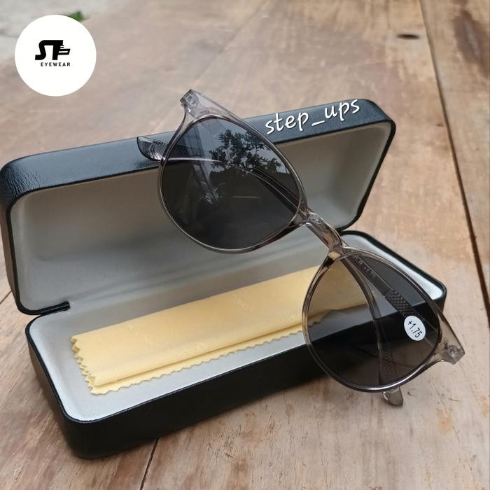 kacamata baca dan jalan plus lensa hitam anti sinar uv pria dan wanita