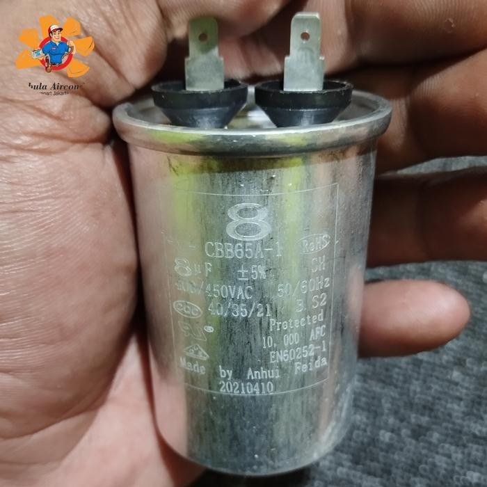 CAPASITOR MESIN CUCI LG 1 TABUNG ORIGINAL LG 8UF CBB65A-1 Rohs