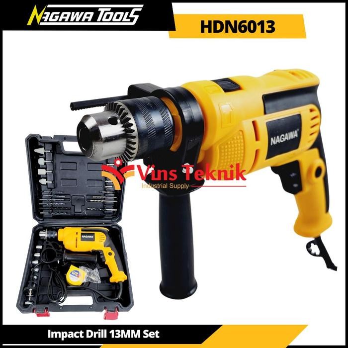 Mesin Bor Tembok 13mm Set Impact Drill Hammer Drill Set NAGAWA HDN6013 HDN 6013