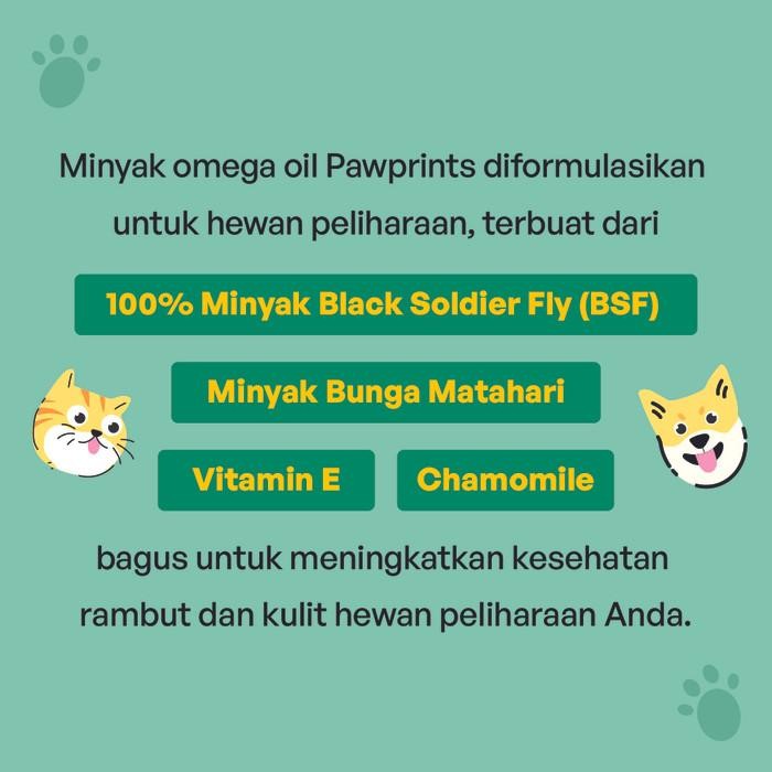 PAWPRINTS OMEGA OIL 100 ML BSF VITAMIN BULU ANJING KUCING NO SALMON