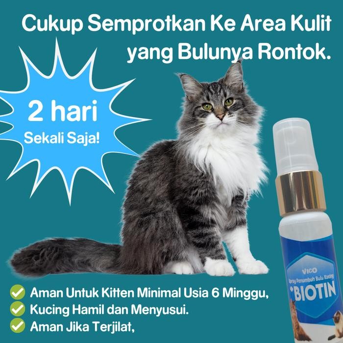 OBAT PENUMBUH BULU KUCING VICO BIOTIN SPRAY PELEBAT BULU RONTOK KITTEN