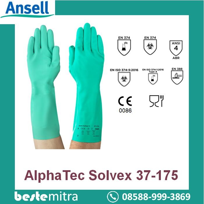Ansell Alphatec Solvex 37-175 Green Nitrile Chemical Gloves