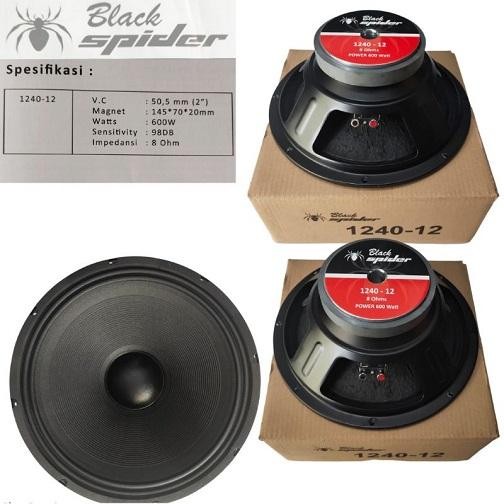 Speaker Black Spider 12" 1240-12 1240 Original 12 Inchi Vc 2" Inch 600W 8R Profesional Komponen Full