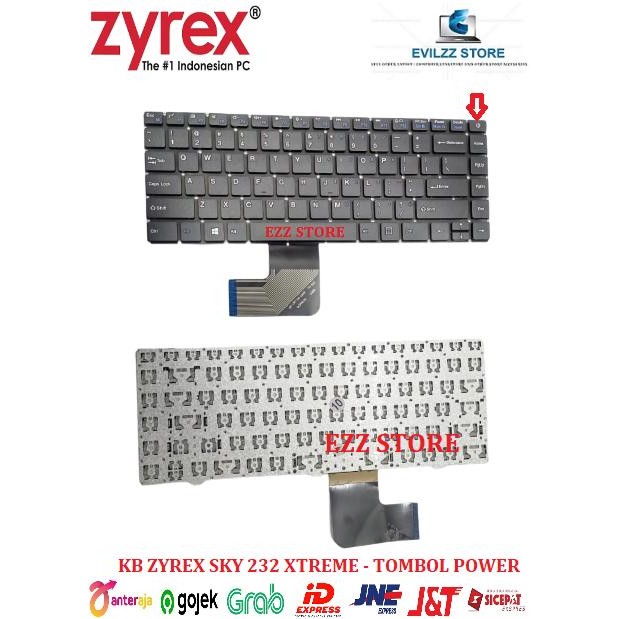 KEYBOARD ZYREX EXTREME SKY 232 SKY-232 BLACK HITAM WITH TOMBOL POWER