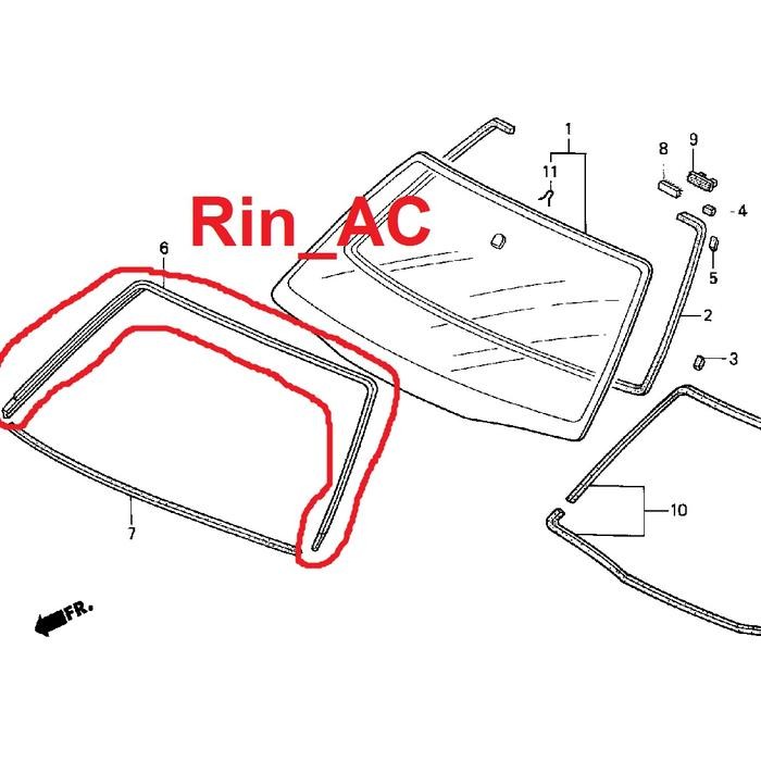 Karet List Lis Kaca Besar Depan Honda Accord S84 S86 Vti 1999-2002