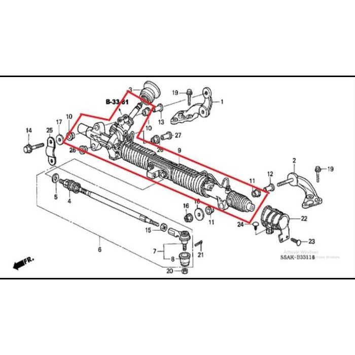 Rack Stir Borem Gear Box Power Steering Civic Vti Vtis Es 2001 - 2005