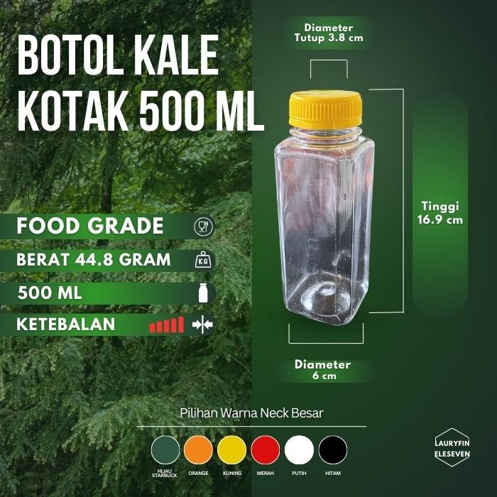 Botol Kale Kotak 500 ml Tebal - Botol Plastik 500 ml Tebal