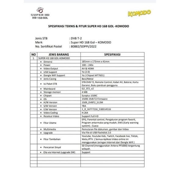 STB Super HD 168 GOL