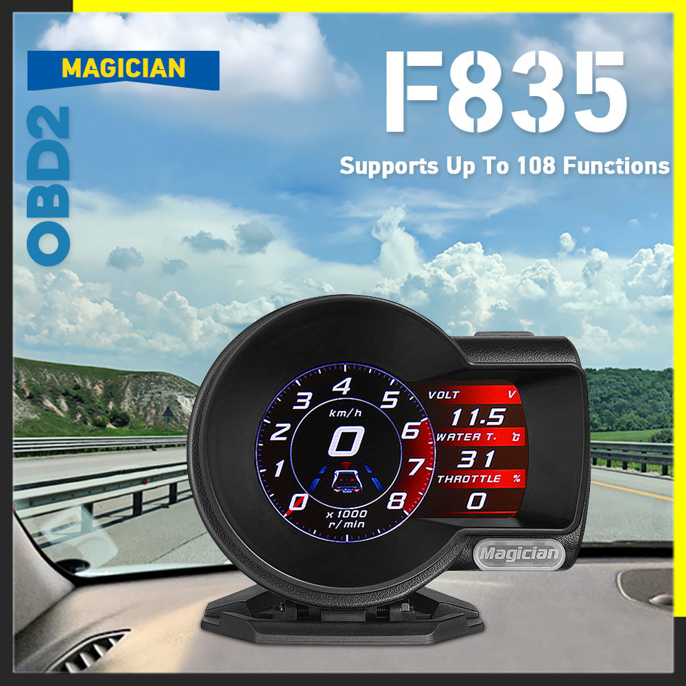 Profession Magician OBD2 F835 Head Up Display Car Digital Boost Gauge Voltage Speed Meter Water Temp