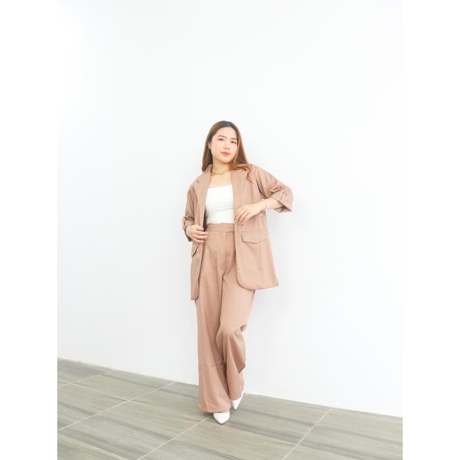 ONE SET Claude Blazer & Pants (Setelan Blazer Wanita/Kulot/Celana Wanita/Setelan Kerja/Setelan Semi
