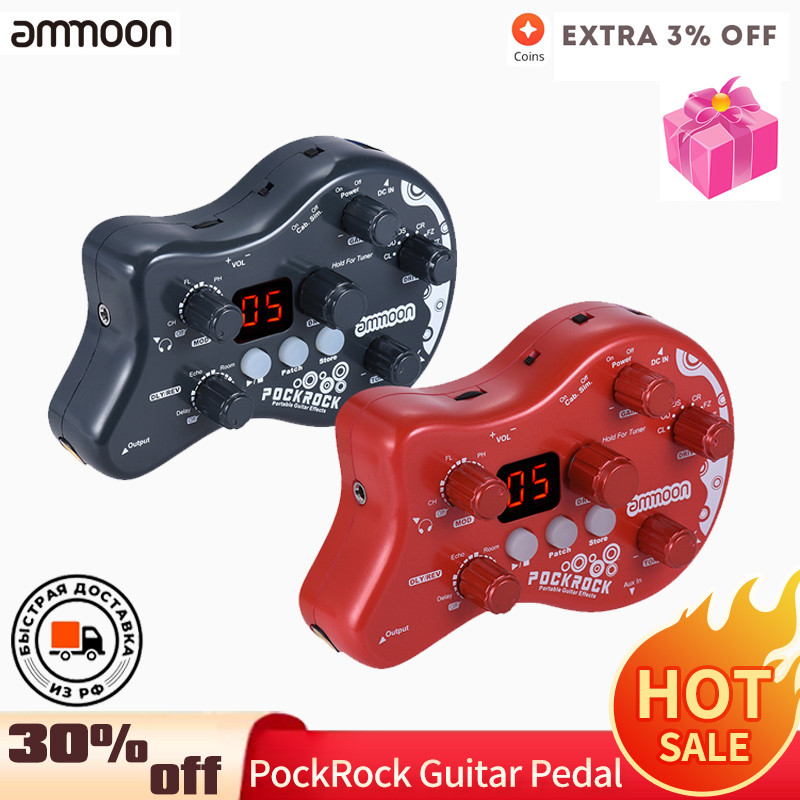 Ammoon Pedal Gitar PockRock Portabel Pedal Efek Gitar Gitar Multi