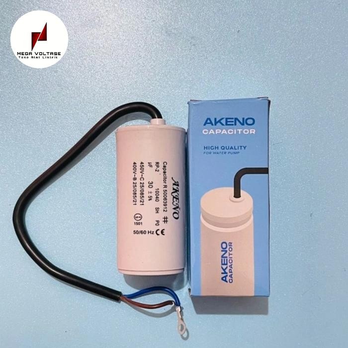 KAPASITOR 30UF/450V BULAT KABEL SPAREPART POMPA AIR