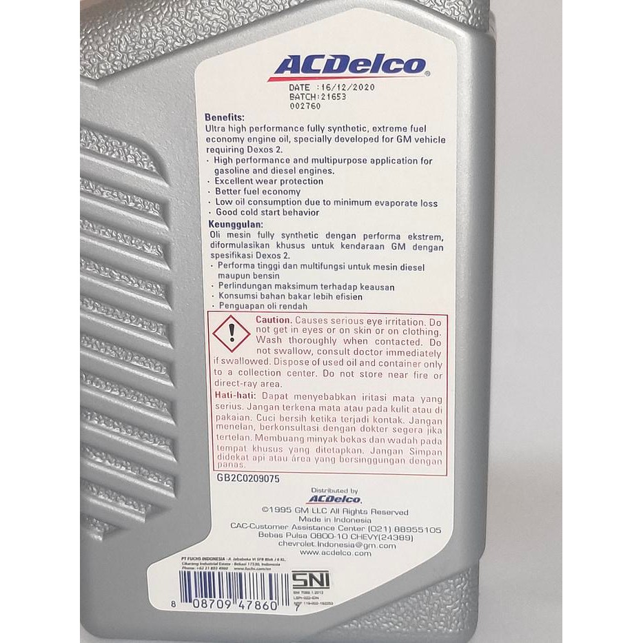 Oli Mesin Diesel / Bensin 5W30 5W 30 Dexos 2 Dexsos 2 Kode 018