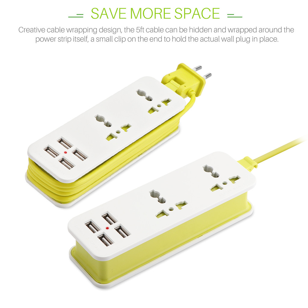 Portable1/2 Outlet Travel Power Strip Adapter Surge Protector 4 Smart