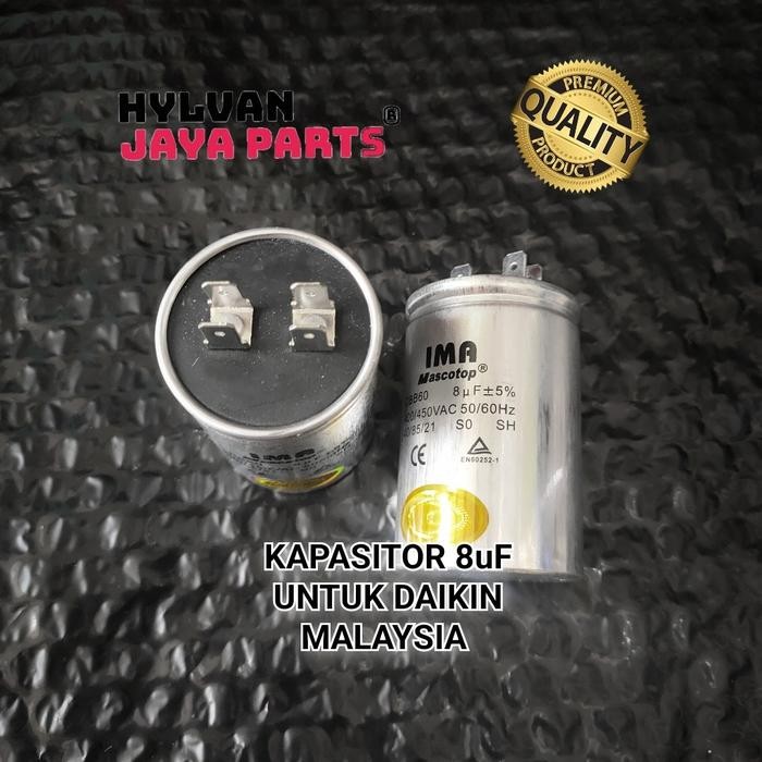 KAPASITOR AC 8UF UNTUK DAIKIN 1/2 PK ORIGINAL IMA