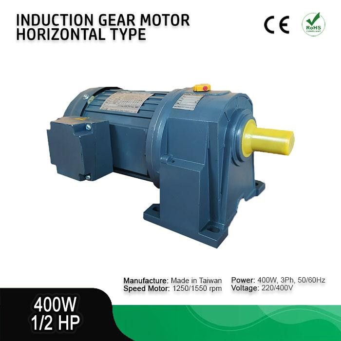 MOTOR INDUKSI GEARBOX 3 PHASE 1/2HP (400W) 4 POLE 1500RPM