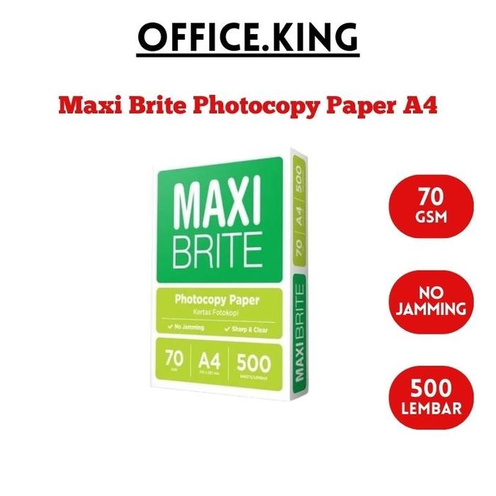 

Maxi Brite Photocopy Paper ( A4 ) 70 GSM Kertas Fotokopi HVS 1 Rim 500 Lembar