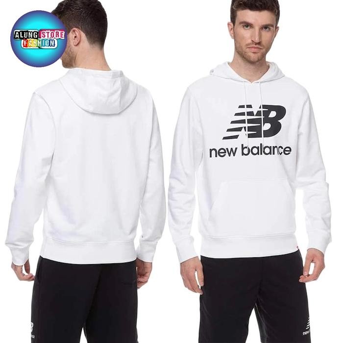 Hoodie New Balance Original Grey Branded NB Essential Stacked Logo PO