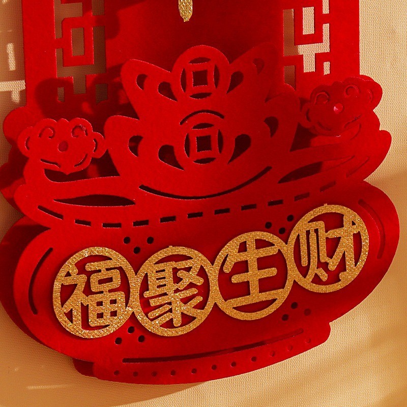 

1 set Chinese New Year 2023 Couplet Set Three-dimensional Door Sticker Fu Zi Pendant Spring Festival