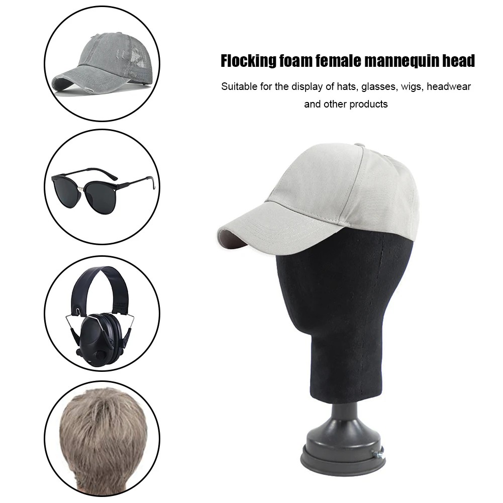 

Practical Flocking Foam Head Model Wigs Hat Glasses Display Stand Holder Rack Male Female Mannequin