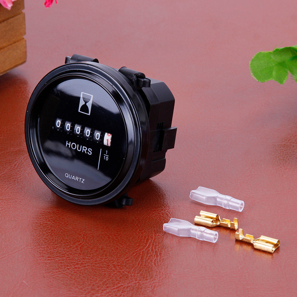 

Engine Hour Meter Time Counter 6V-80V Waterproof Quartz Timer Hour Meter 2" Round Waterproof Gauge