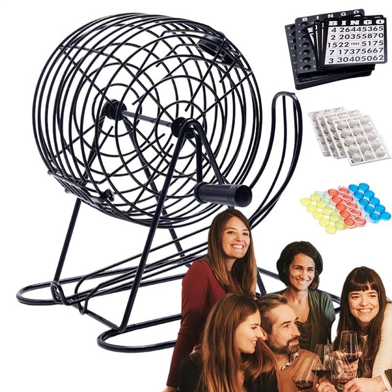 Bingo Game Kit Bingo Chips Card Cage Kit Entertainment Family Group Party Tabletop Game For Office S
