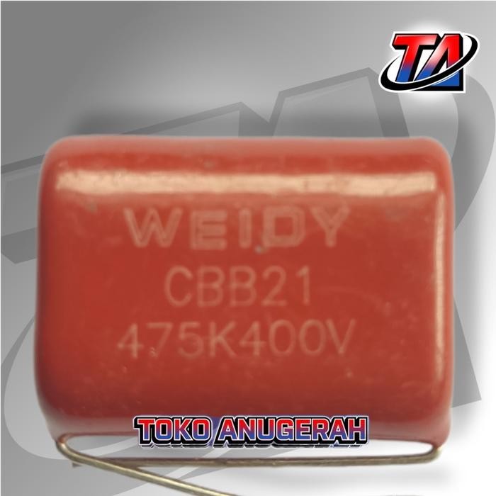(Allthebest) KAPASITOR 475K 400V weidy KAPASITOR 475K400V kaki panjang