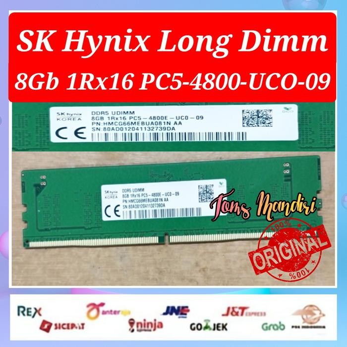 Sk Hynix Long Dimm 8 Gb Ddr5 1Rx16 Pc5-4800E-Uco-09 For Pc Desktop