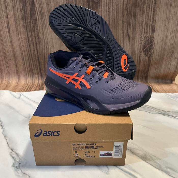 Sepatu Tenis Asics Gel Resolution X Greyish Purple Nova Orange Wide/Tennis Shoe Asics Original Gel