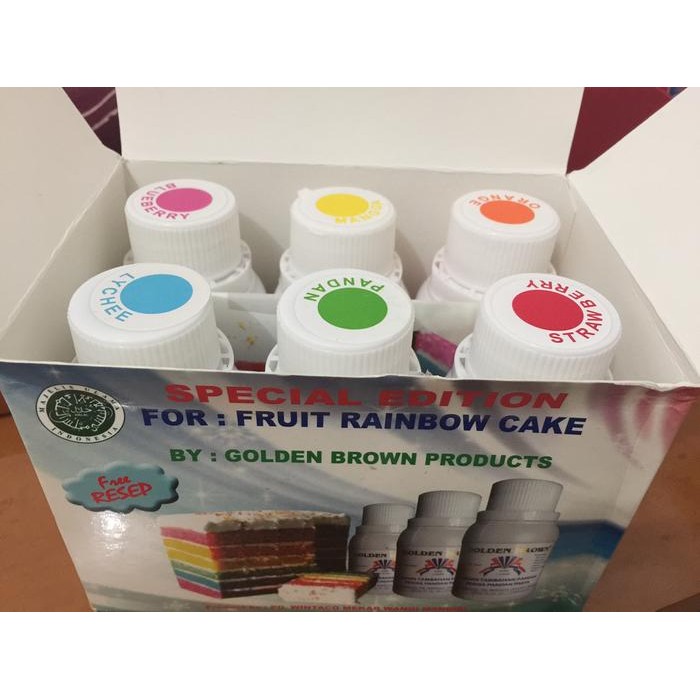

Golden Brown Pasta Rainbow Cake Pewarna Isi 6 Macam Warna Pelangi Gratis Ongkir
