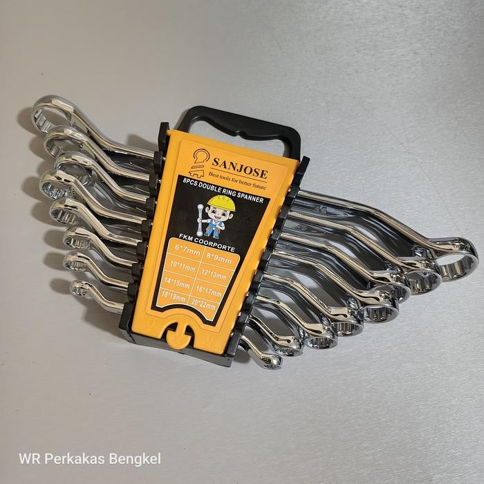 Kunci Ring Pas Set 8 Pcs Kombinasi + Kunci Double Ring Offset Spanner Set 8 Pcs + Kunci Ring 1 Set