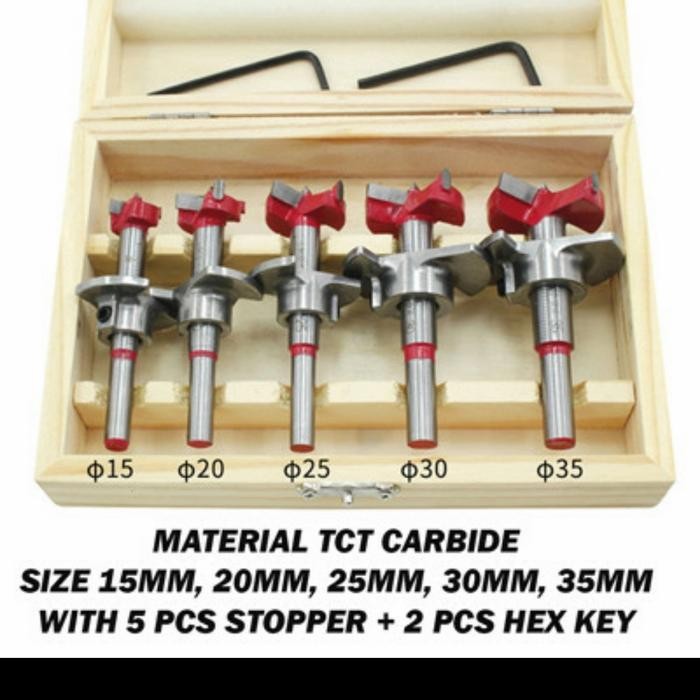 Mata Bor Stopper 5 Ukuran - Forstner Bit Set - Mata Bor Engsel Sendok