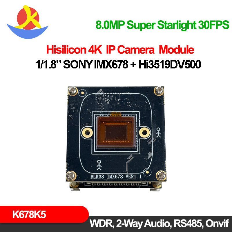 Ultral 4K Super Starlight Ip Camera Board Sony Imx678 Hisilicon Hi3519Dv500 Webcam Night Vision