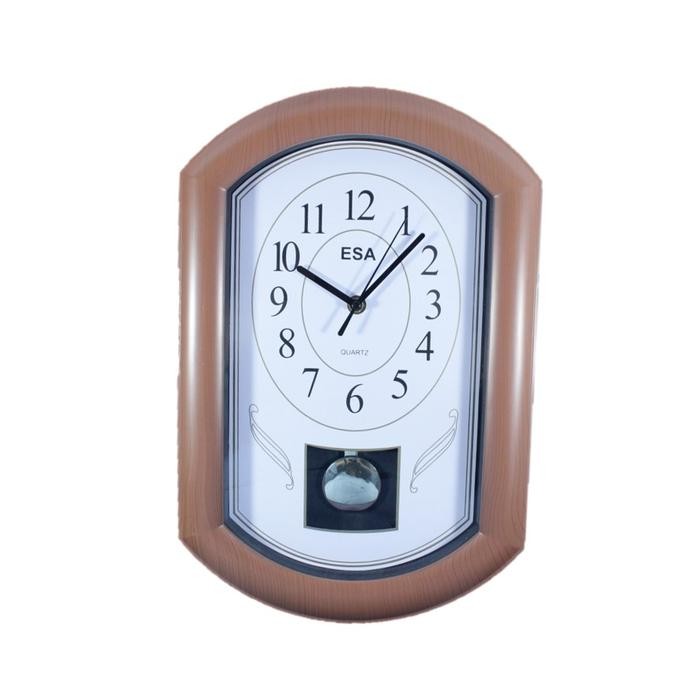 JAM DINDING MELODY BANDUL KLASIK DESIGN MOTIF KAYU FREE BATERAI 6209