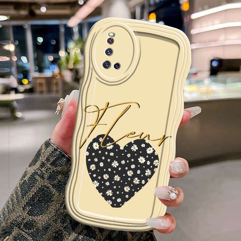 Casing Hp Untuk VIVO V19 V19 Neo V17 V17 Pro Case Krim gelombang Softcase Silikon Kesing Hati bunga 