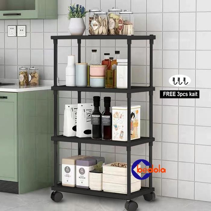 Bedola Rak Dapur Plastik Rak Susun Rak Serbaguna 4 Layer
