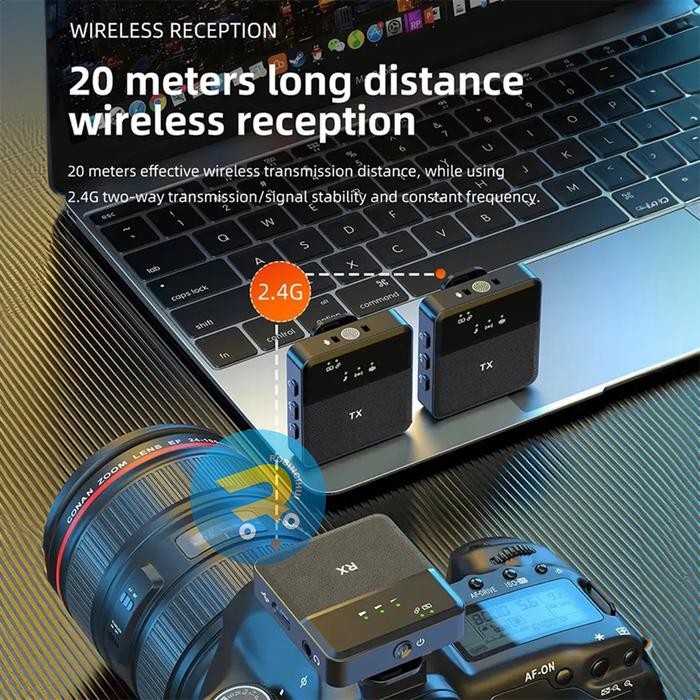 Mic Wireless Hp kamera Vlog Youtuber Portable Mic for Iphone and Android kamera dslr SX9 -