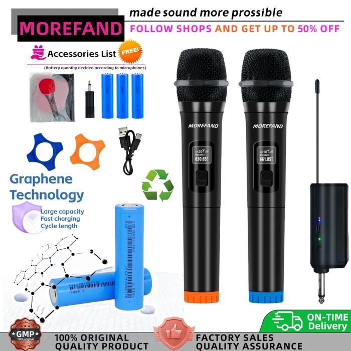 Advance Microphone Profesional 2 Mic Wireless Charger Original Wireless Bluetooth Mic 308 Microphone