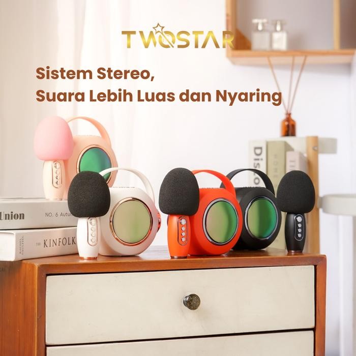 TWOSTAR TS-06 MicSpeakerBluetoothKaraokeSetMiniAktifWirelessTanpaKabel Bass