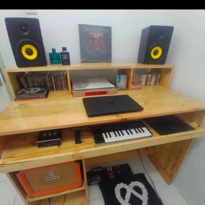 meja recording studio full kayu jati belanda