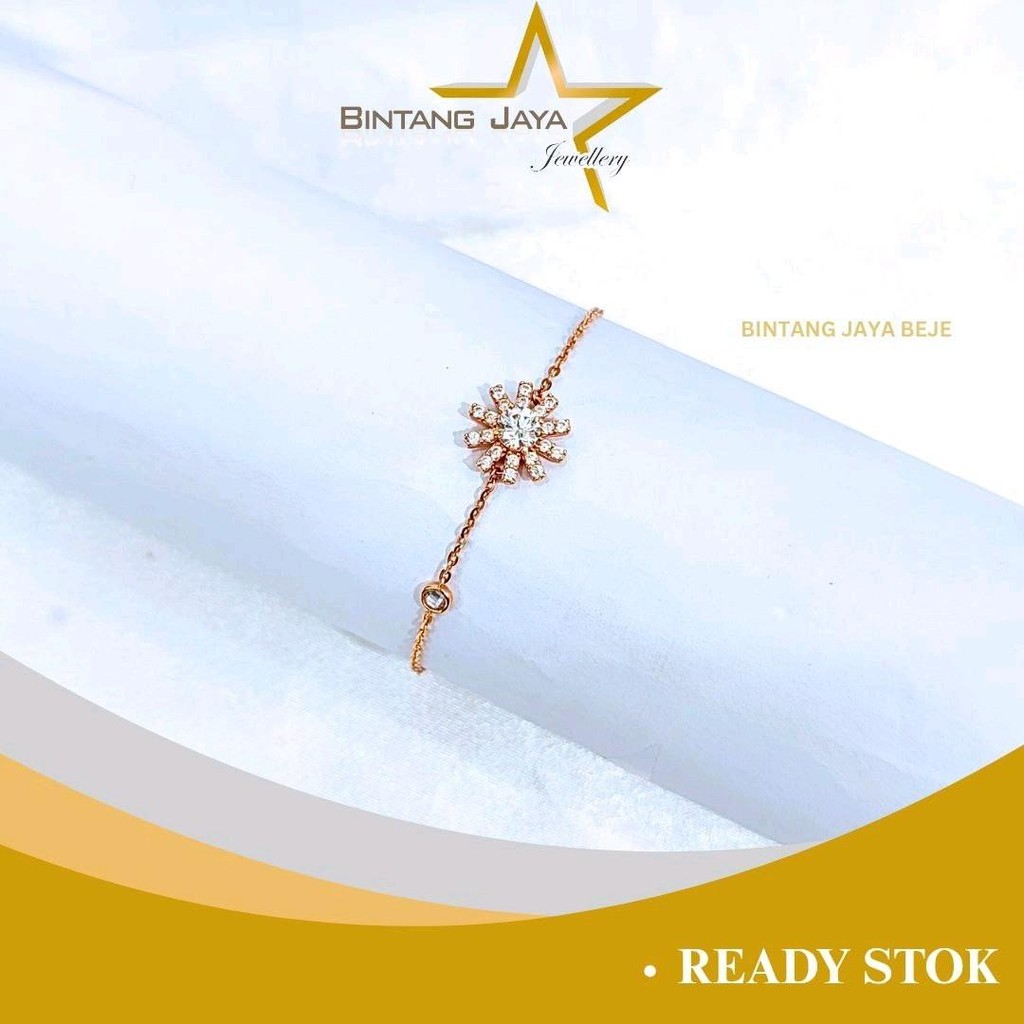 Gelang Emas Asli Nori Snow Flake M Putih Kait Per 15cm RG Ext - Kadar (17K) -  - 2,88 gram - Gaya St
