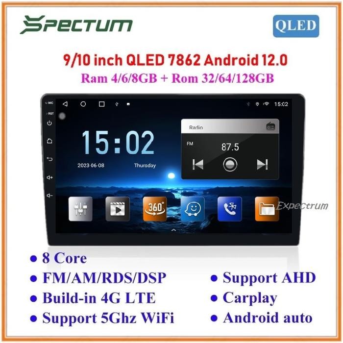 Headunit Android SPECTUM TS10 UIS7862 QLED DSP 4G WIFI BT GPS Carplay