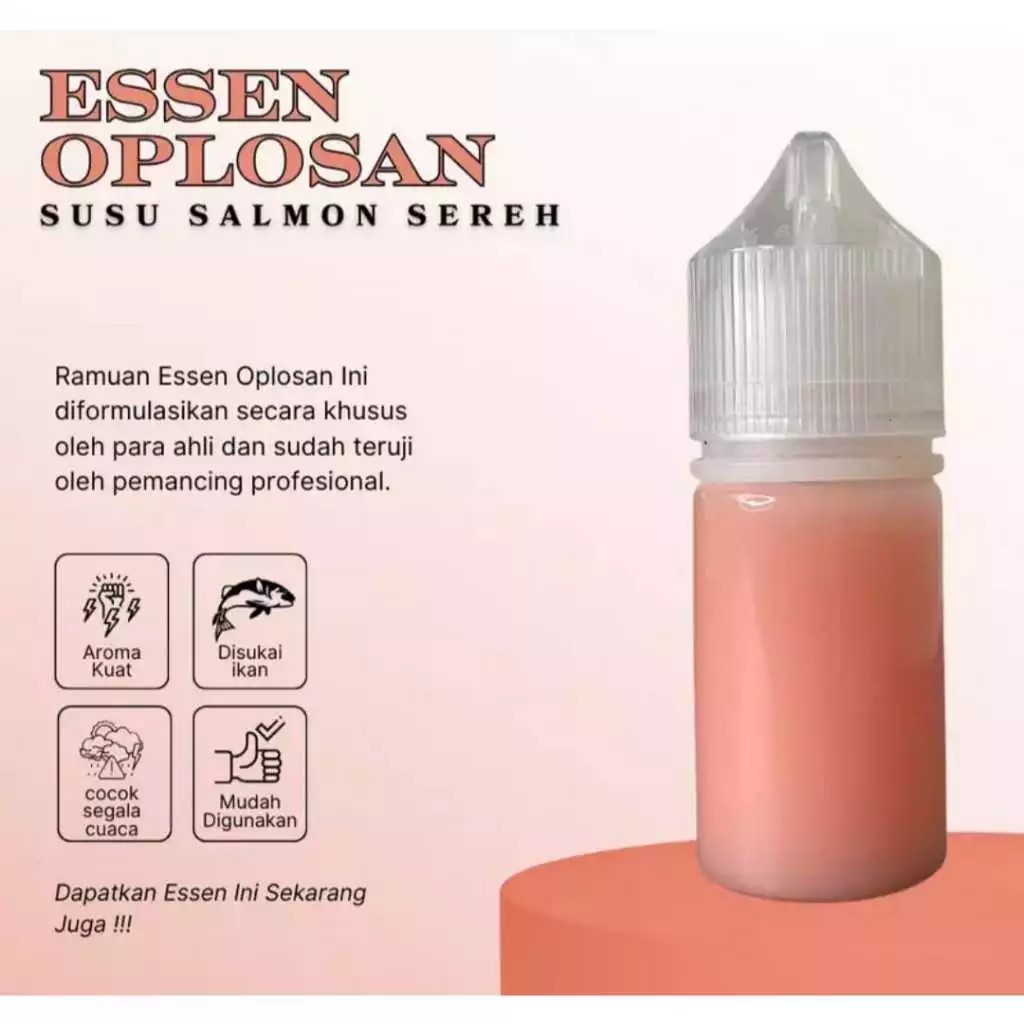 Essen Oplosan Ikan Gacor Serbaguna – Lele, Nila, Mas, Bawal Susu Salmon Sereh
