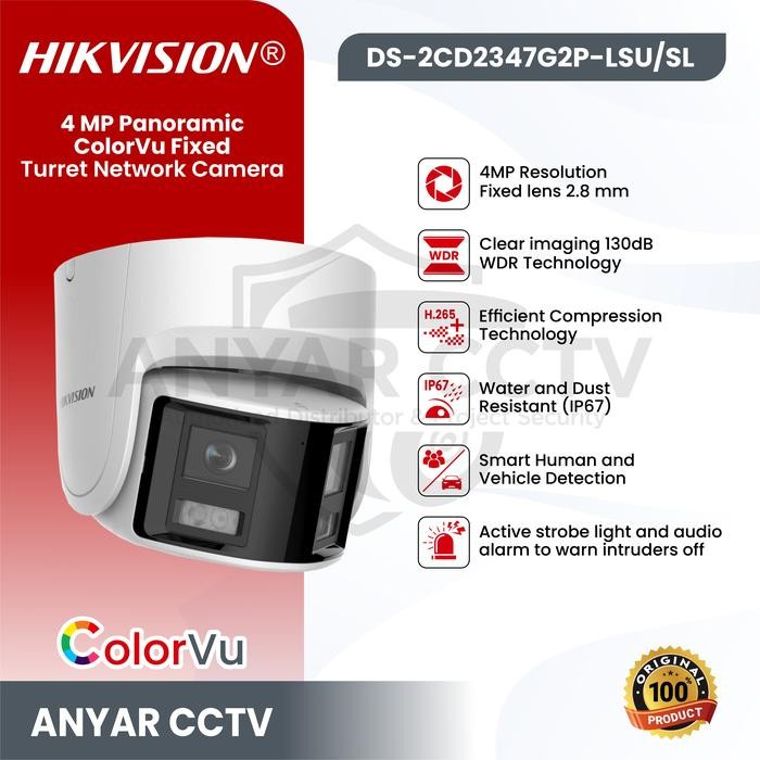 HIKVISION DS-2CD2347G2P-LSU/SL 4 MP Panoramic ColorVu Turret Network Camera
