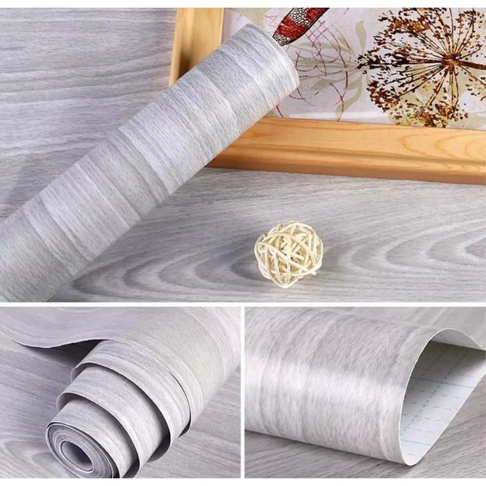 Wallpaper Dinding Motif Kayu Lapis Serat Triplek Abu