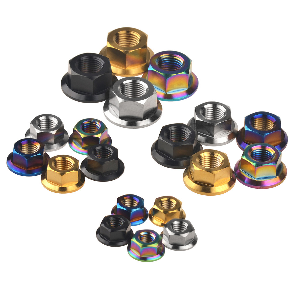 Xingxi 5Pcs Titanium Nuts Ti M5 M6 M8 M10 M12 M14 M16 Flange Nut
