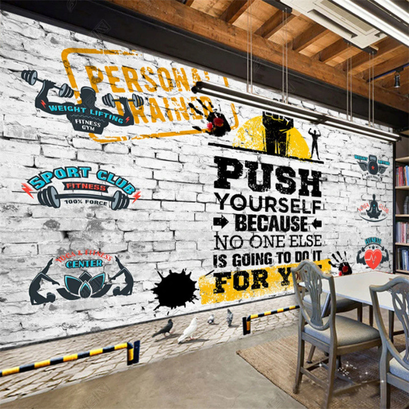 Custom Gym Industrial Decor Wallpaper 3D Brick Wall Sports